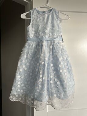 NEW Gymboree Special Occasion Dress – Size 8 – Baby Blue Floral Tulle – NWT